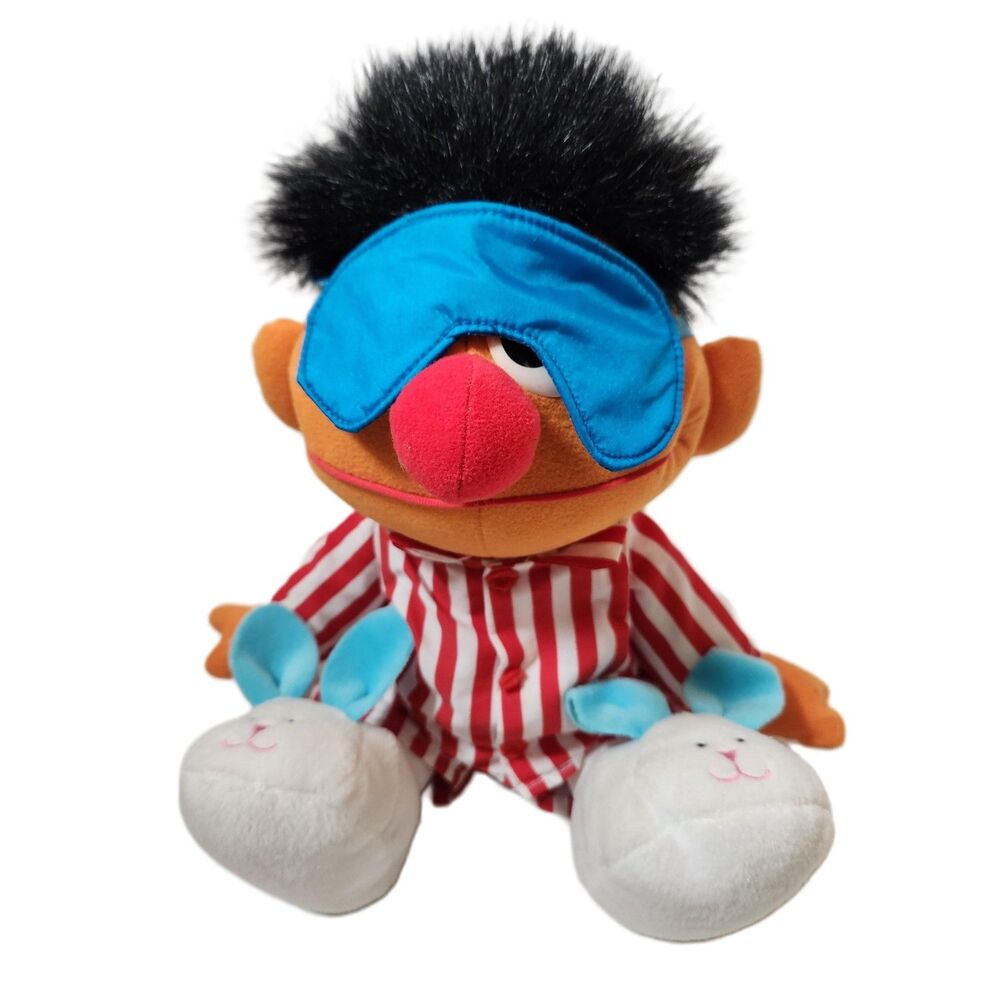 1996 TYCO Sing & Snore Ernie Sesame Street Talking Plush Doll Bunny Slipper